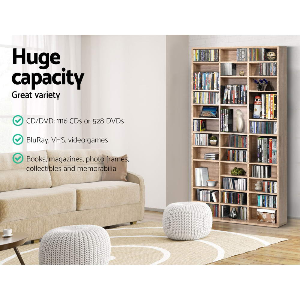 Artiss Bookshelf CD Storage Rack - BERT Oak Chez Guru