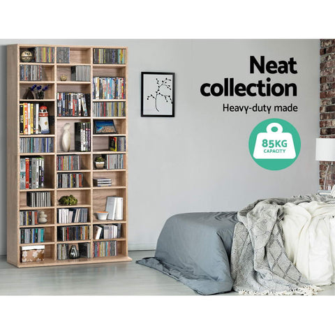 Artiss Bookshelf CD Storage Rack - BERT Oak Chez Guru