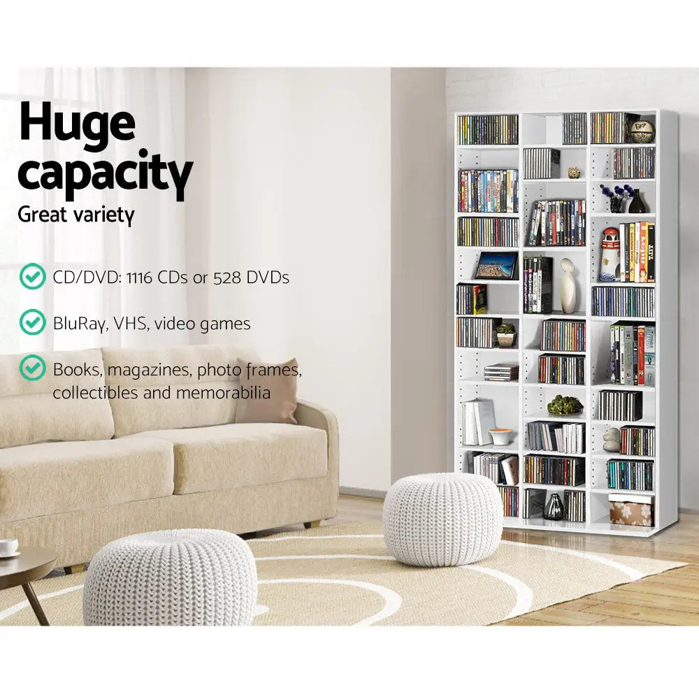 Artiss Bookshelf CD Storage Rack - BERT White Chez Guru