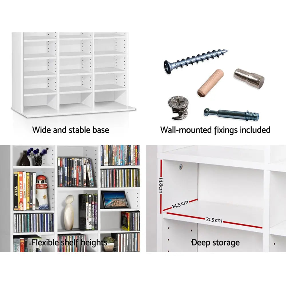 Artiss Bookshelf CD Storage Rack - BERT White Chez Guru