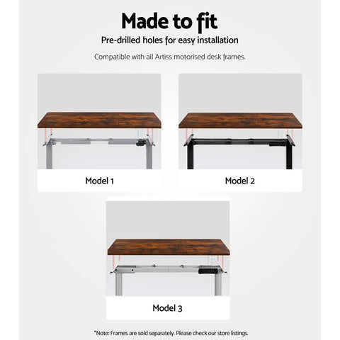 Artiss Standing Desk Top Rustic Brown 120CM Chez Guru