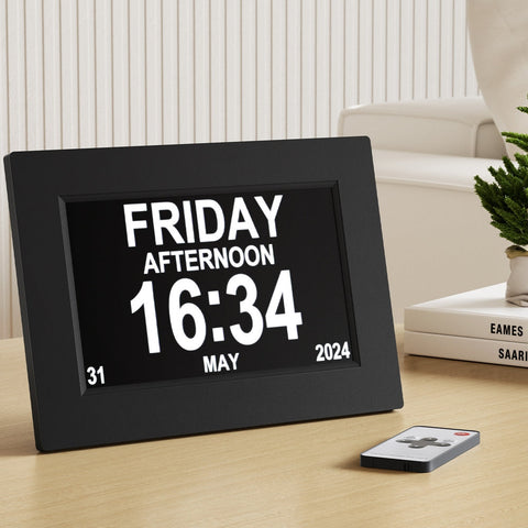 Artiss 8" Digital Day Clock Calendar Alarm Black Chez Guru