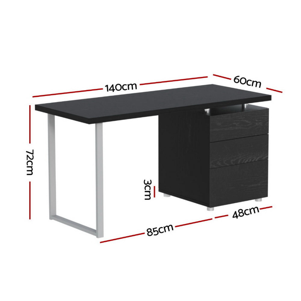 Artiss Computer Desk Drawer Black 140CM Chez Guru