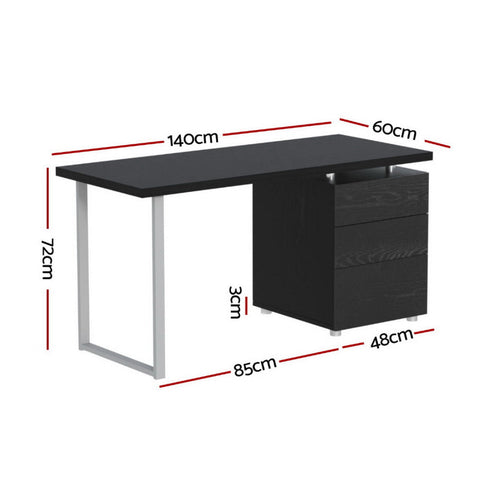 Artiss Computer Desk Drawer Black 140CM Chez Guru
