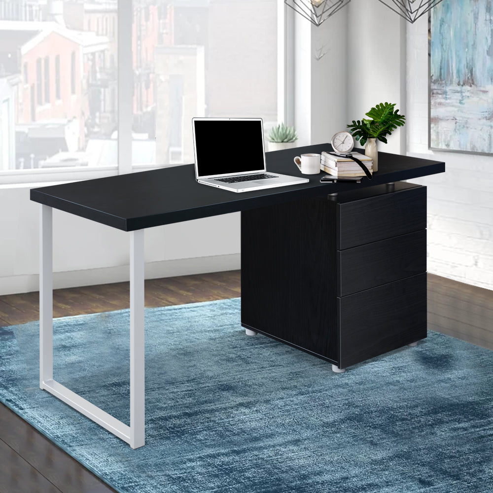 Artiss Computer Desk Drawer Black 140CM Chez Guru