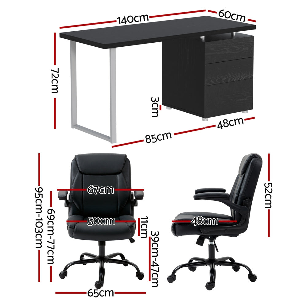 Artiss Computer Desk Executive Office Chairs Sets Black Chez Guru