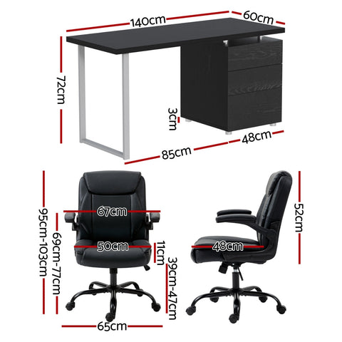 Artiss Computer Desk Executive Office Chairs Sets Black Chez Guru