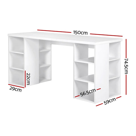 Artiss Computer Desk Bookshelf White 150CM Chez Guru