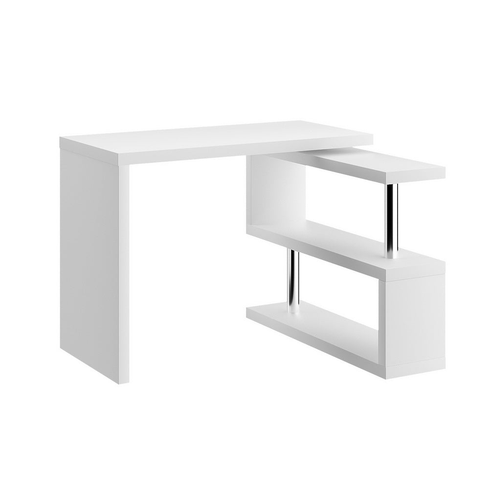 Artiss Computer Desk L-Shape Bookshelf White Chez Guru