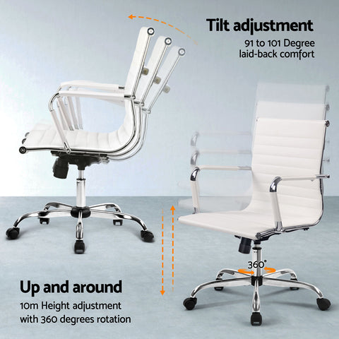 Artiss Computer Desk Office Chair Set PU Leather Wall Mount Foldable Table White