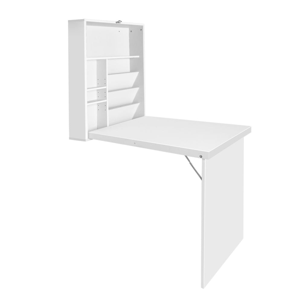 Artiss Computer Desk Bookshelf Wall Mount White Chez Guru