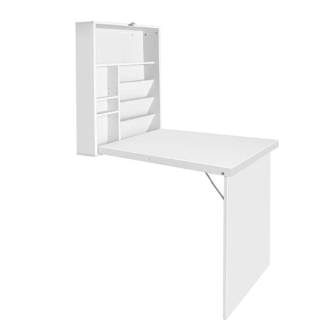 Artiss Computer Desk Bookshelf Wall Mount White Chez Guru