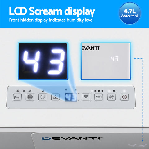 Devanti 30L/Day Dehumidifier Home Air Dryer Mould Moisture 4.7L Tank