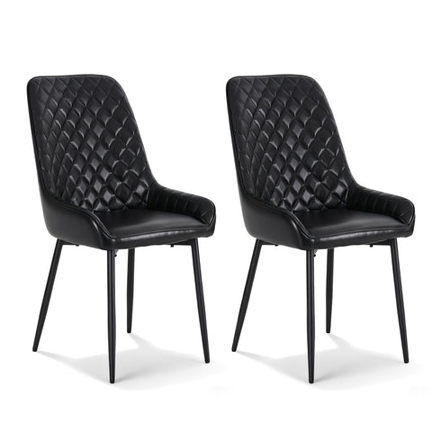 Artiss 2x Dining Chairs Retro PU Leather Kitchen Lounge Cafe Accent Chair Black