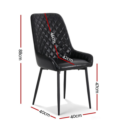 Artiss 2x Dining Chairs Retro PU Leather Kitchen Lounge Cafe Accent Chair Black