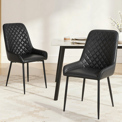 Artiss 2x Dining Chairs Retro PU Leather Kitchen Lounge Cafe Accent Chair Black