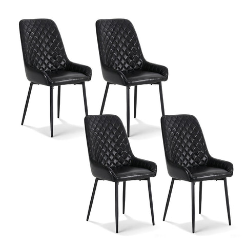 Artiss 4x Dining Chairs Retro PU Leather Kitchen Lounge Cafe Accent Chair Black