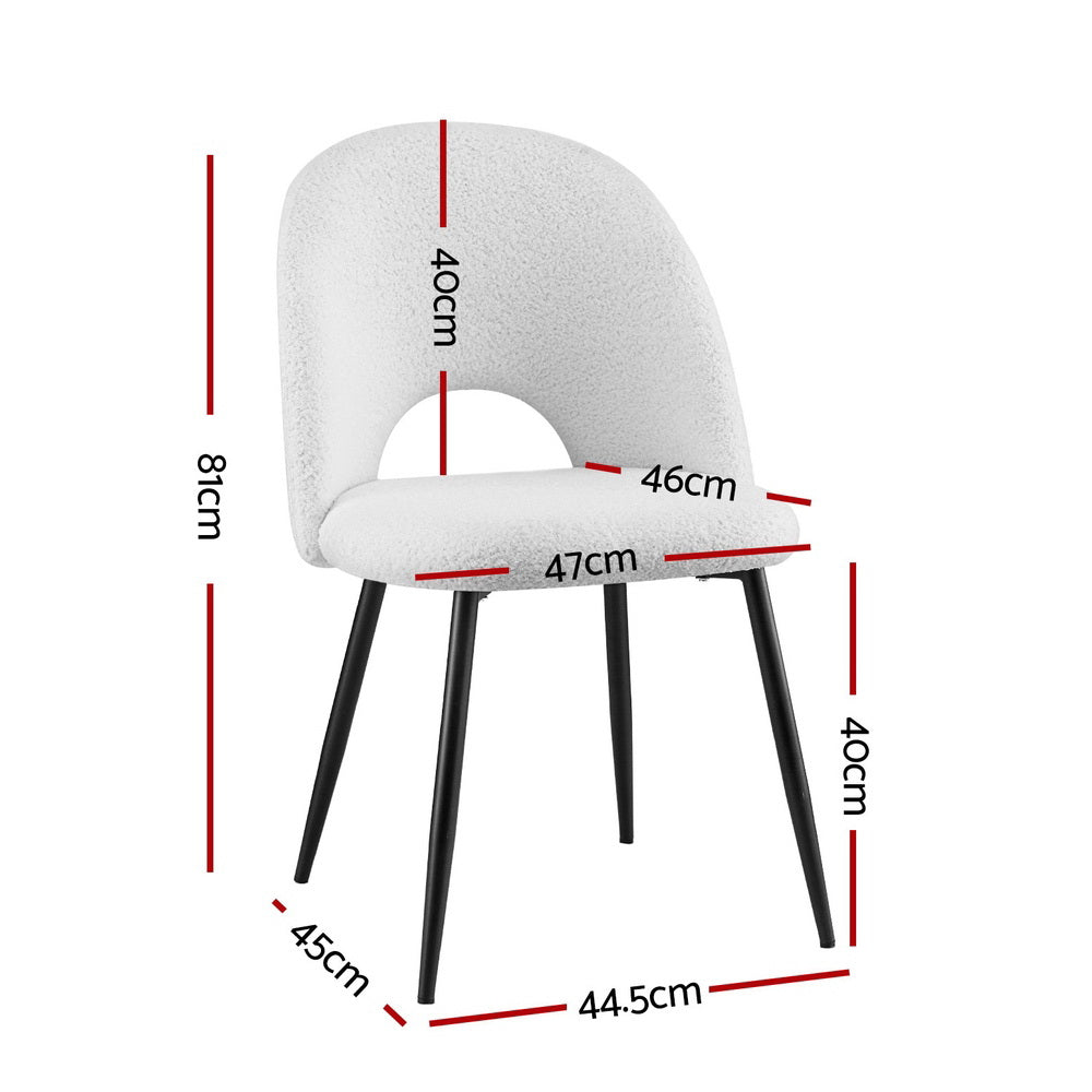 1 Set of 2 Artiss Dining Chair Boucle Sherpa Chez Guru