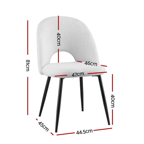 1 Set of 2 Artiss Dining Chair Boucle Sherpa Chez Guru