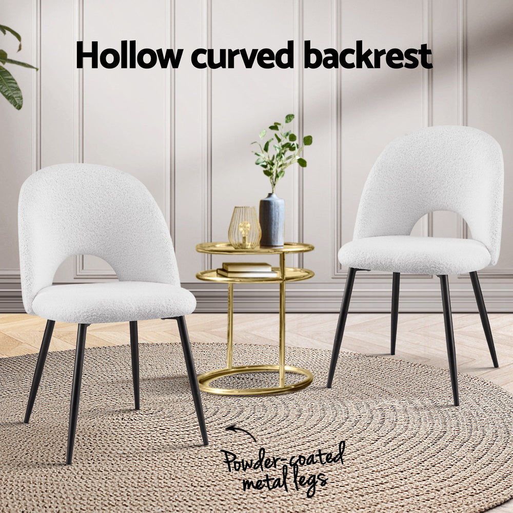 1 Set of 2 Artiss Dining Chair Boucle Sherpa Chez Guru