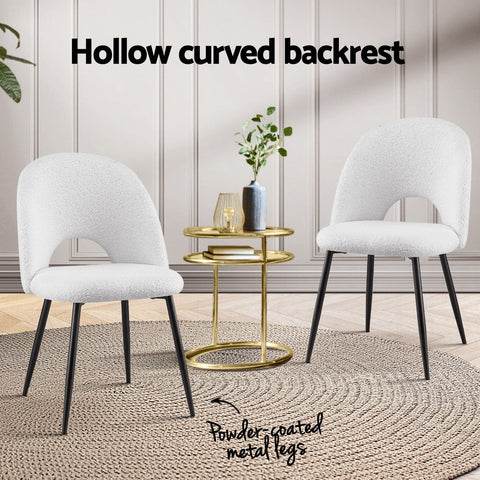 1 Set of 2 Artiss Dining Chair Boucle Sherpa Chez Guru