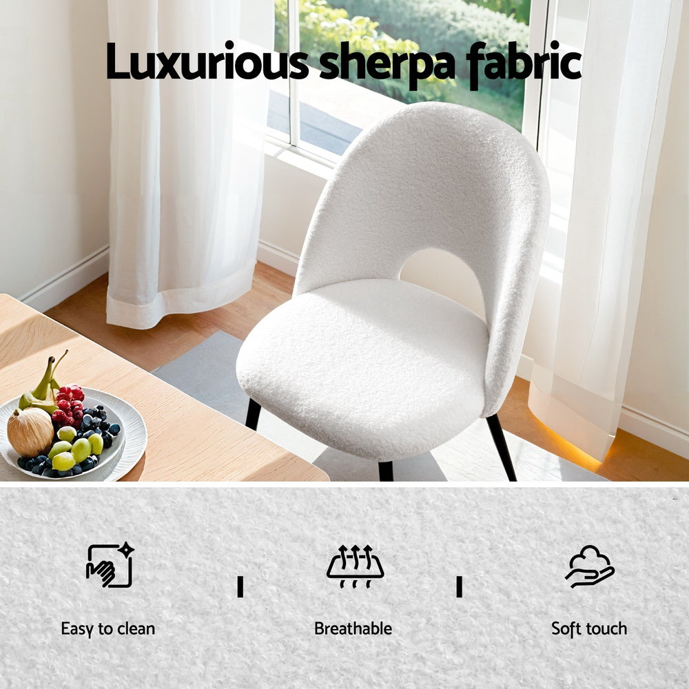 1 Set of 2 Artiss Dining Chair Boucle Sherpa Chez Guru