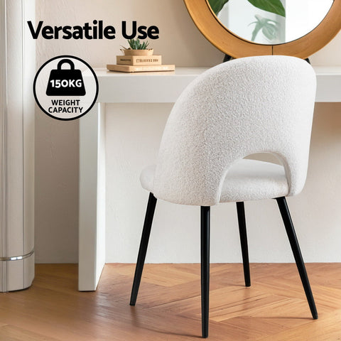 1 Set of 2 Artiss Dining Chair Boucle Sherpa Chez Guru