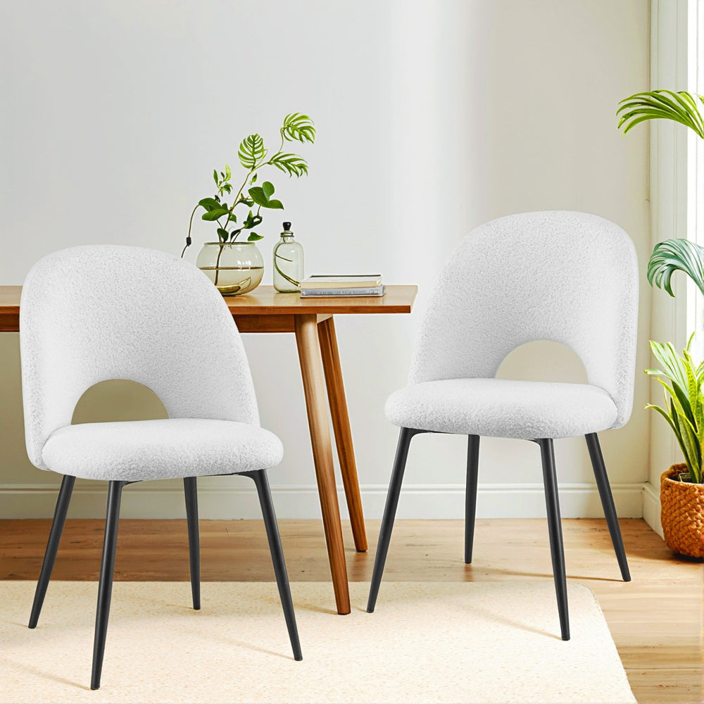 1 Set of 2 Artiss Dining Chair Boucle Sherpa Chez Guru