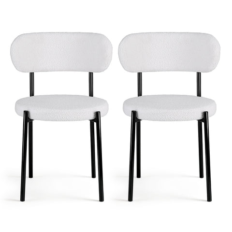 Artiss Dining Chairs Set of 2 Sherpa Boucle White