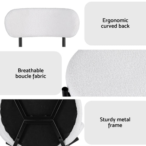 Artiss Dining Chairs Set of 2 Sherpa Boucle White