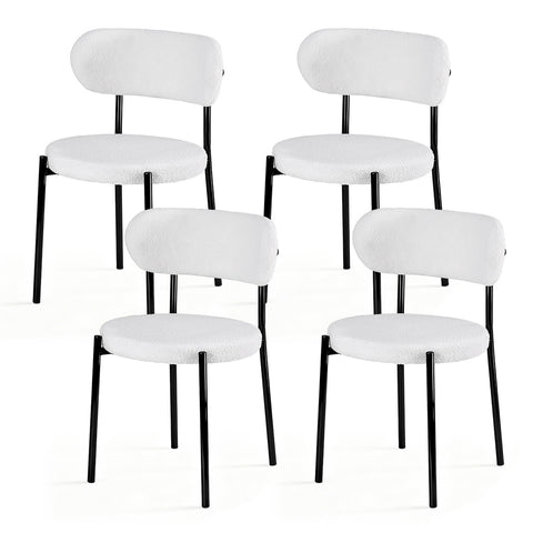 Artiss Dining Chairs Set of 4 Sherpa Boucle White