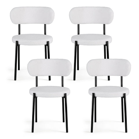 Artiss Dining Chairs Set of 4 Sherpa Boucle White