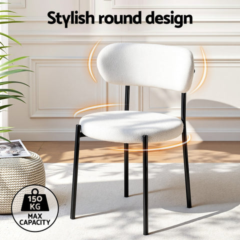 Artiss Dining Chairs Set of 4 Sherpa Boucle White