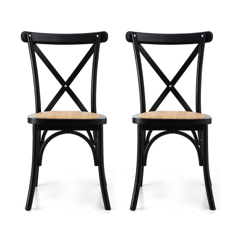 Artiss Dining Chairs Rattan Wooden Kitchen Accent Chair - x2
