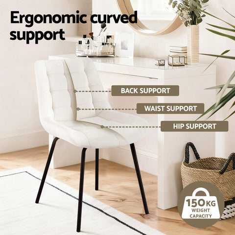 Artiss 2x Dining Chairs Velvet Tufted Kitchen Lounge Cafe Accent Chair Beige