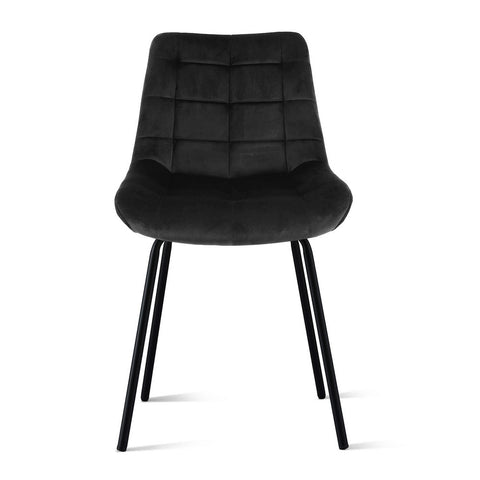 Artiss 2x Dining Chairs Velvet Tufted Kitchen Lounge Cafe Accent Chair Black