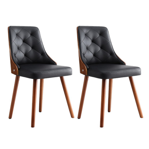 1 Set of 2 Artiss Dining Chairs Black PU Chez Guru