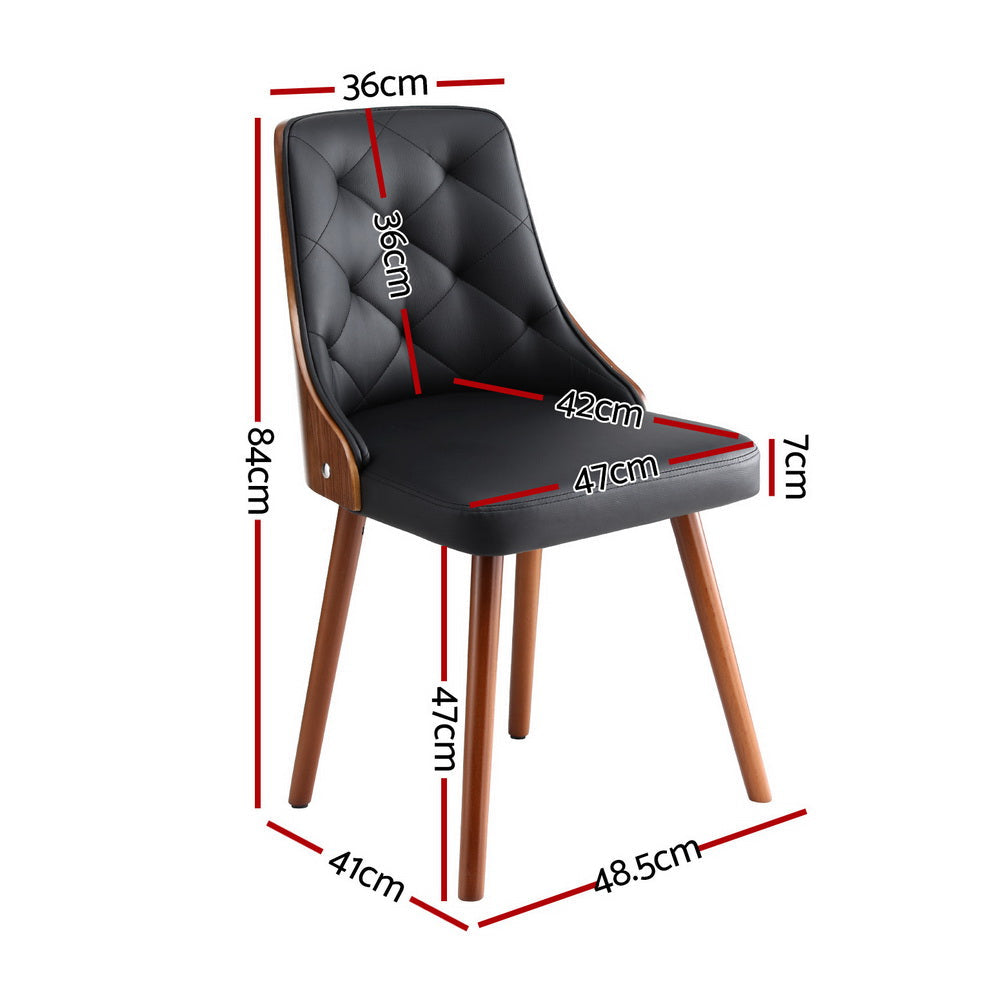 1 Set of 2 Artiss Dining Chairs Black PU Chez Guru