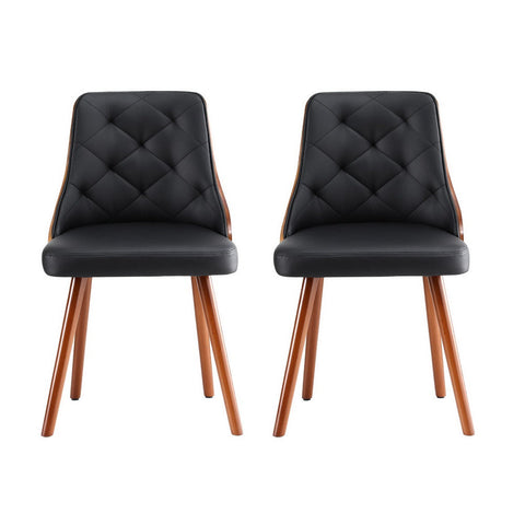 1 Set of 2 Artiss Dining Chairs Black PU Chez Guru
