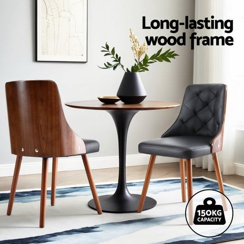 1 Set of 2 Artiss Dining Chairs Black PU Chez Guru
