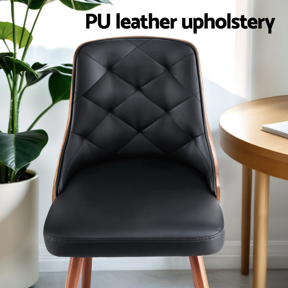 1 Set of 2 Artiss Dining Chairs Black PU Chez Guru