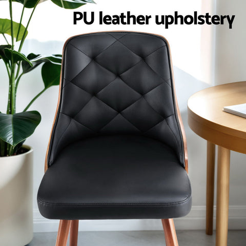 1 Set of 2 Artiss Dining Chairs Black PU Chez Guru