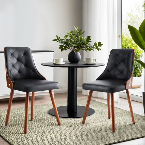 1 Set of 2 Artiss Dining Chairs Black PU Chez Guru