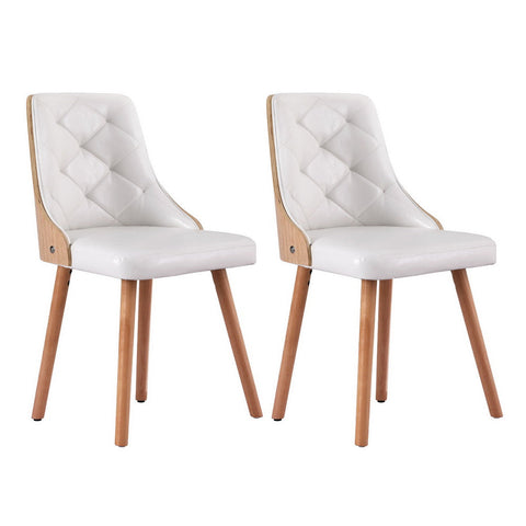 1 Set of 2 Artiss Dining Chairs White PU Chez Guru