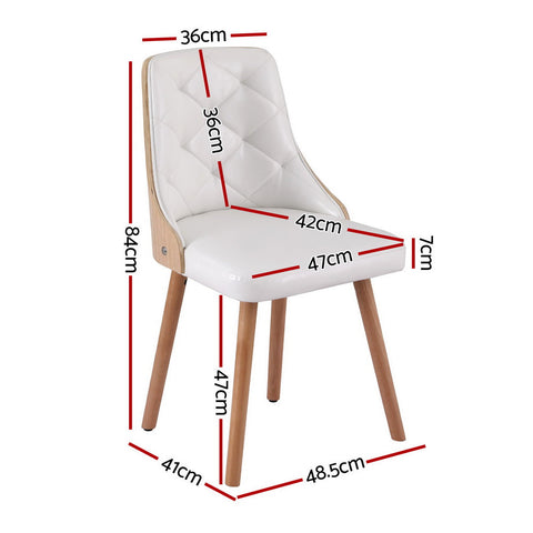 1 Set of 2 Artiss Dining Chairs White PU Chez Guru