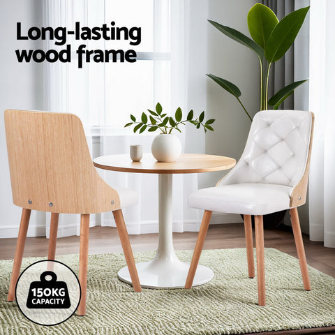 1 Set of 2 Artiss Dining Chairs White PU Chez Guru