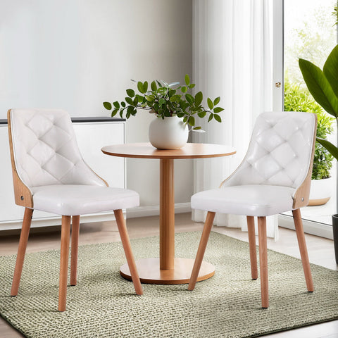 1 Set of 2 Artiss Dining Chairs White PU Chez Guru