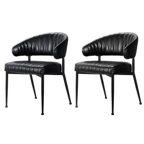 Artiss Dining Chairs Set of 2 Leather Hollow Armchair Black Chez Guru