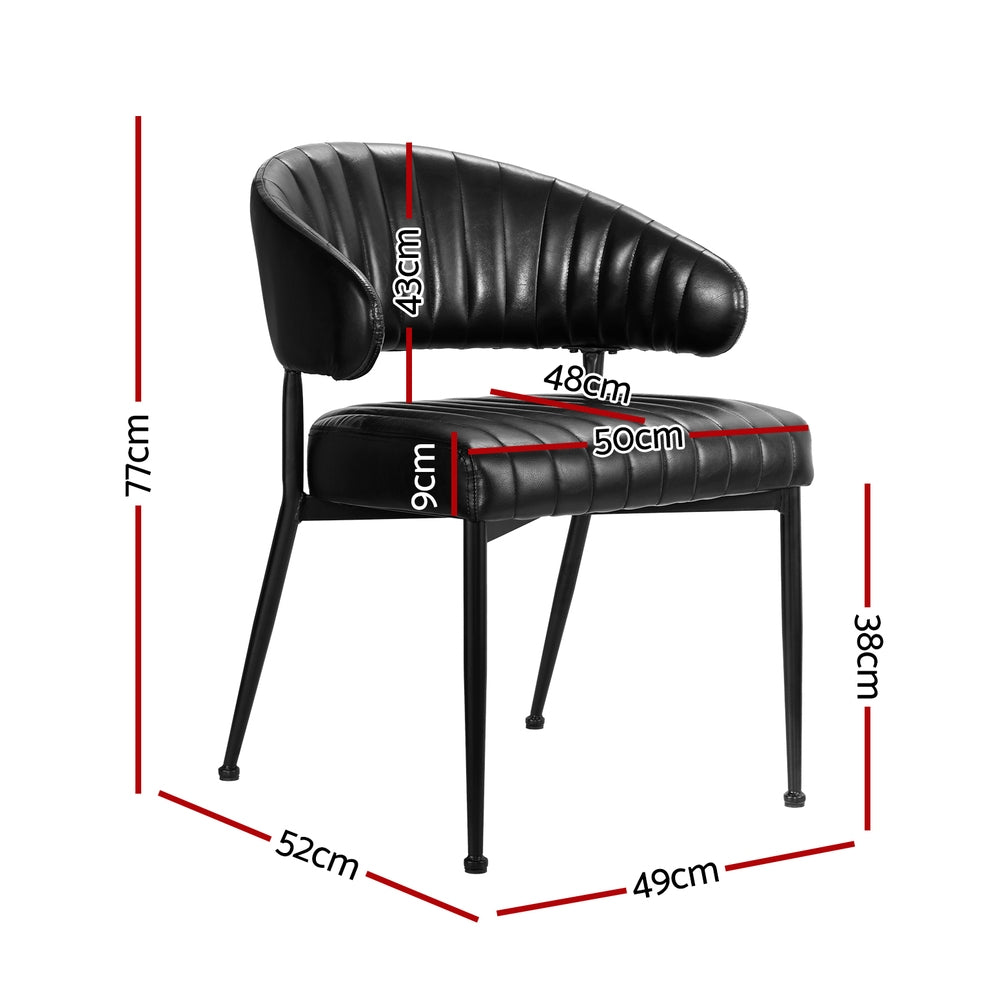 Artiss Dining Chairs Set of 2 Leather Hollow Armchair Black Chez Guru