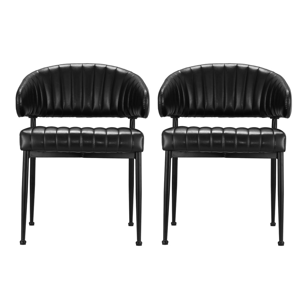 Artiss Dining Chairs Set of 2 Leather Hollow Armchair Black Chez Guru